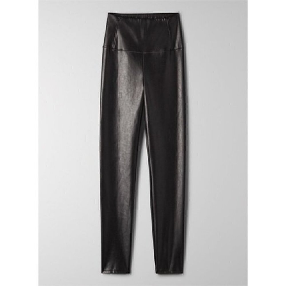 Aritzia Wilfred Daria High Rise Faux Leather Black Pant Leggings - S, tall